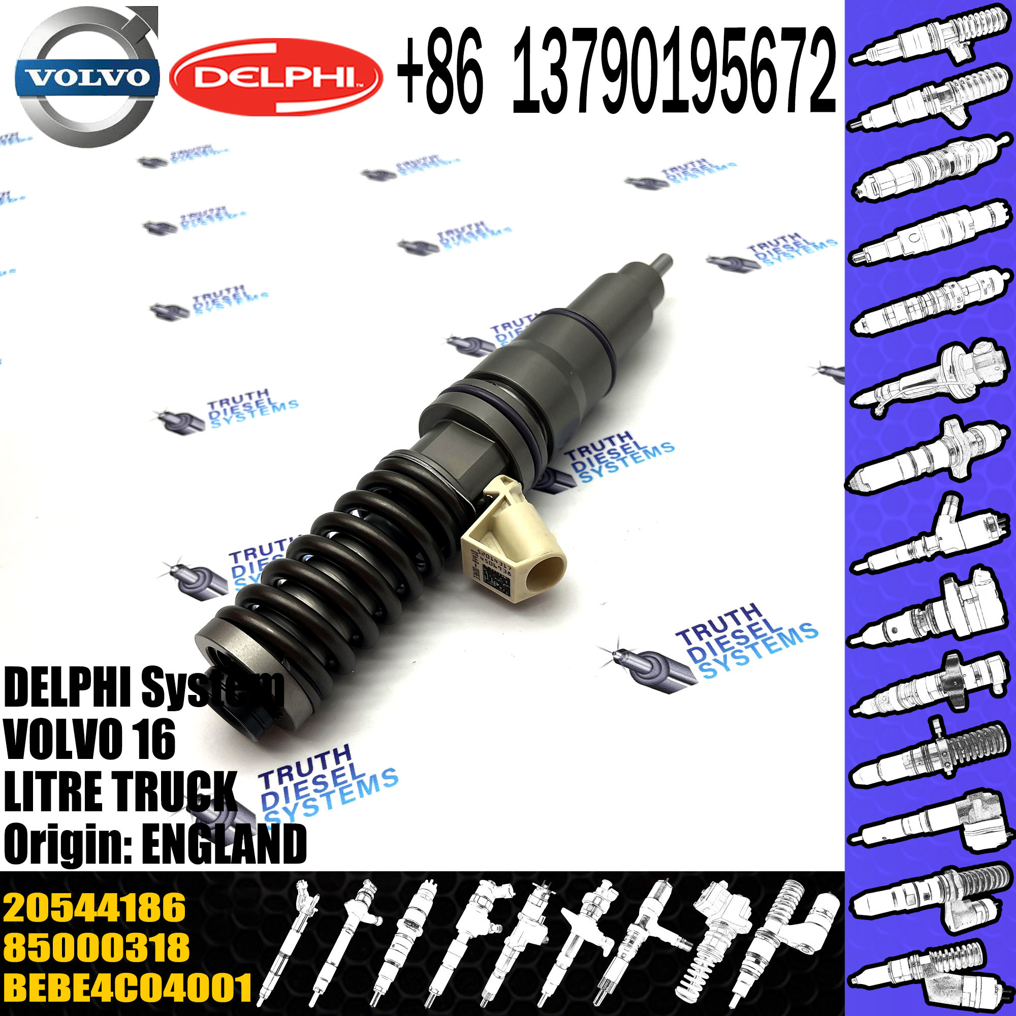 Direct Sale Diesel Fuel Injector 20544186 85000318 BEBE4C04001 For VOL 16 LITRE TRUCK