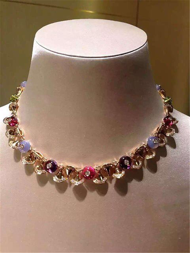 Luxury jewelry Factory B Colored gemstone necklace 18k gold white gold yellow gold rose gold diamond necklace