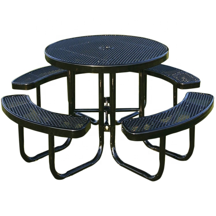 Factory Outlet Best Selling Picnic Table Park Round Metal Picnic Table Bench Commercial Dinning Table