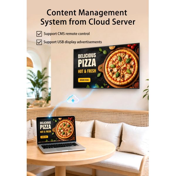 49 Inch Wall-Mounted Interactive Touch Digital Poster | Anti-Glare Indoor LCD Kiosk Built-In CMS for Shopping Malls Elevators