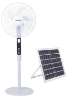 Hot Selling 5-blade 16-Inches Rechargeable Solar Standing Fan with LED Light with Panel and Battery Stand Floor Solar Fan