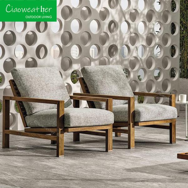 Hotel Outdoor Furniture Luxury Teak Sofa with Modern Design Style Set Solid Wood