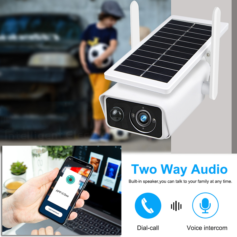 Solar Security Camera Outdoor 360 Degree Motion Detection And Siren Wireless WiFi Rechargeable Solar Battery Camera