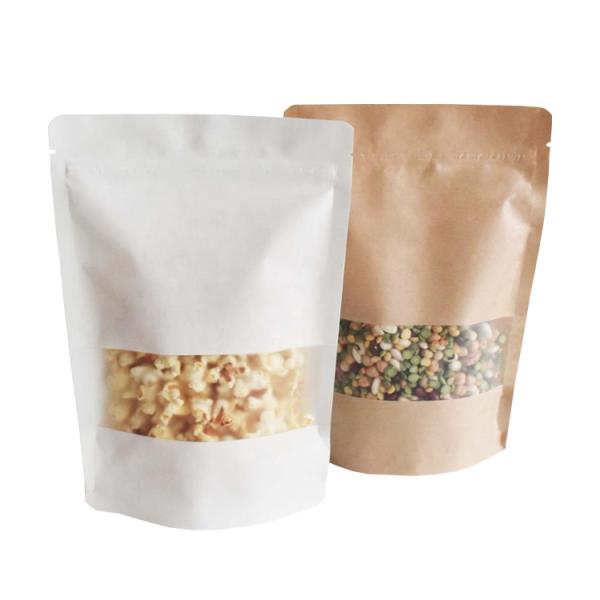 Doypack k Brown White Kraft Craft Paper Standing Up Pouches Food Packaging