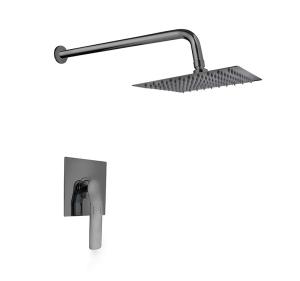 Wholesale Single lever concealed in-wall bath shower mixer gun metal bathroom brass faucet cold and hot headshower rainshower OEM from china suppliers