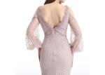 Bubble Sleeve Saudi Arabic Long Sleeve Fancy Dresses Backless With Beading