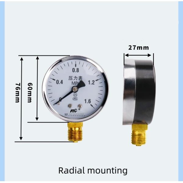 Swimming Pool Differential Pressure Gauge Y60 Series M14*1.5 Connection