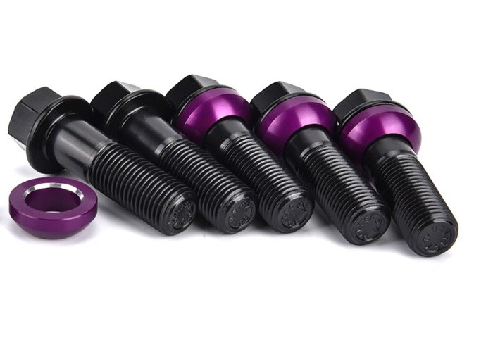 Custom M6 M10 Titanium Wheel Bolt LUG Ball collar Bolt Gr2 Gr5 TA2 TC4 Anodized