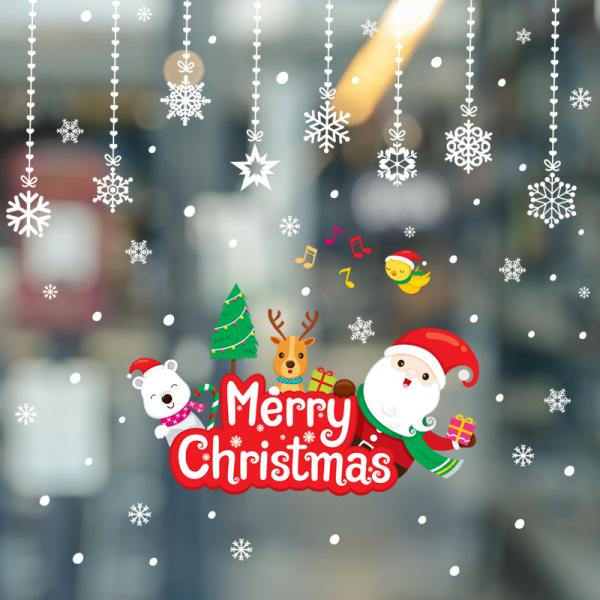 Living Room Bedroom Holiday Christmas Window Stickers Ransferable Glue
