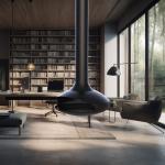 Black Hanging Wood Burning Fireplace Modern Elegant Design
