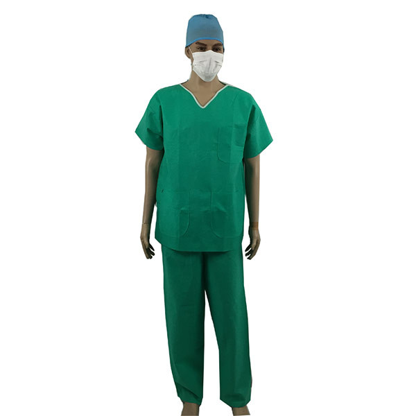 Short Sleeve SMS Disposable Protective Suits Sustainable Disposable Scrub Suits