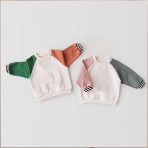 Wholesale Toddler Fleece Lined Color Block Sweatshirt 280gsm 16T With 100% Cotton Fleece Fabric from china suppliers