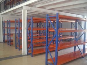 Wholesale 500kg cold rolled medium duty shelving , custom Blue / Orange long span shelving from china suppliers