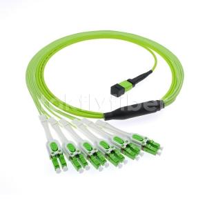 Wholesale 12F MPO To 6 LC DX Uniboot OM5 Fiber Optic Patch Cable , Lime Green LSZH Jacket from china suppliers