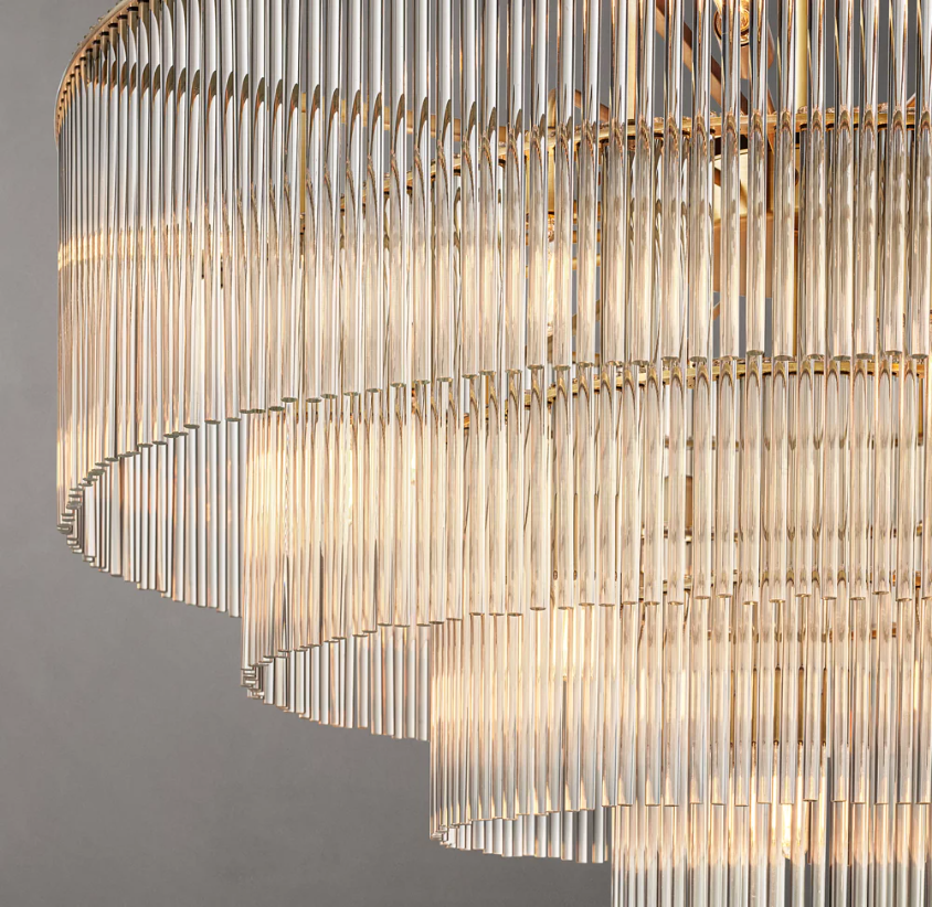 Copper Glass Crystal Chandelier Ceiling Light Amadeo Round Chandelier 40''