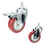 100mm Red Wheel Swivel Plate Pvc Anti Entanglement Medium Duty Casters