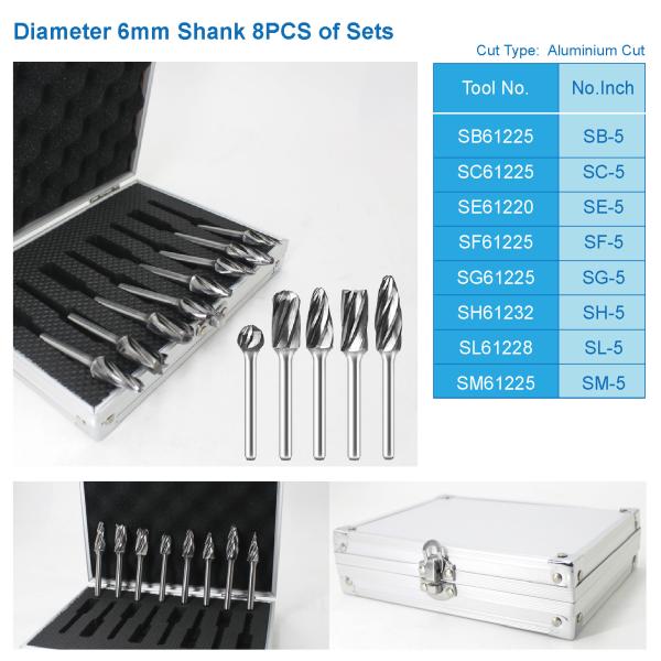 Trial Order Acceptable Metric Tungsten Carbide Burr Set For Die Grinder Drill Bits YG6 Grade