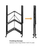 Black 4 Layer Folding Mobile Steel Shelving Unit Paint Spraying