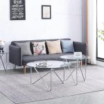 Iso9001 Tempered Glass Top Coffee Table Stainless Steel Frame 91.5*91.5*45cm