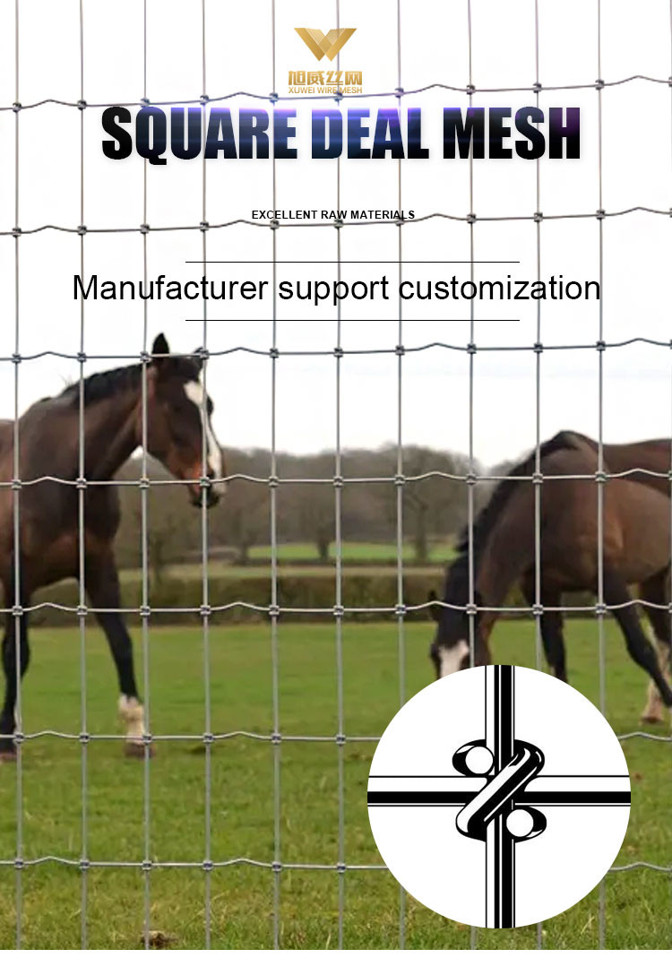 Heavy Duty Galvanized Horse Mesh Fence 3ft-8ft Height S Knot Corrosion Resistance