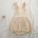 Summer Cotton Muslin Baby Clothes Sleeveless Romper Strap Pants With Pocket