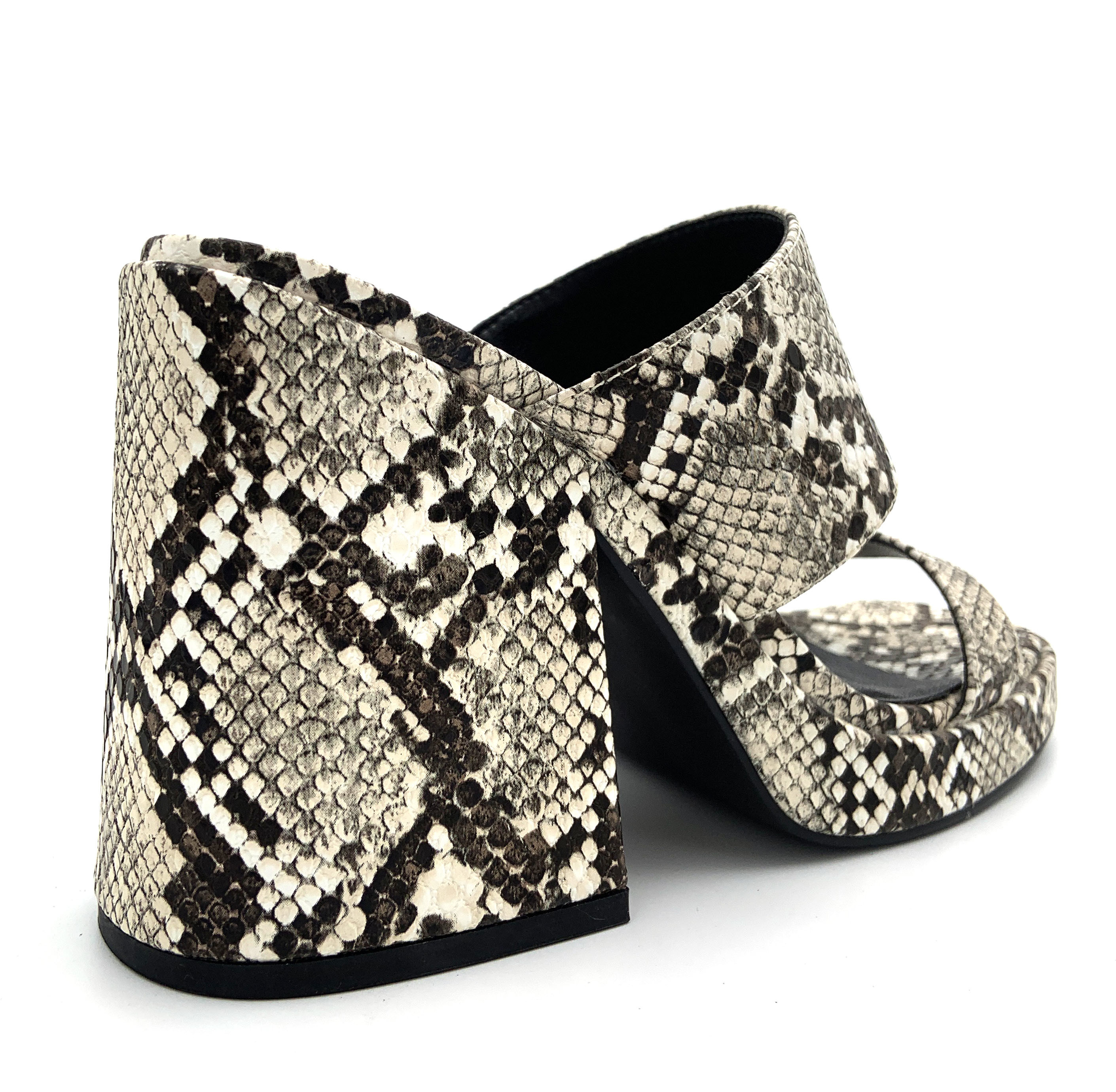 Custom Womens Mule Heels , block Heel Mules With Rubber Sole Leather Upper