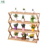 Bamboo Wood Foldable Free Installation 4 Tier Shoe Storage Shelf