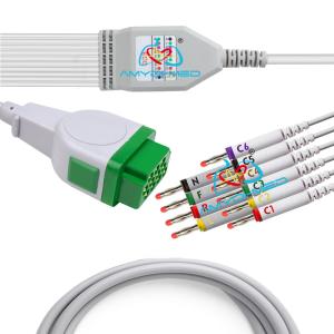 Wholesale Rectangle 11P TPU ECG Cable 10 Lead Banana One Piece Series EKG Cable Compatible GE from china suppliers