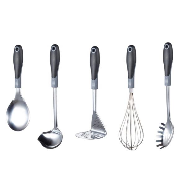 Customized Stainless Steel Kitchen Cooking Utensils Set with Turner and Ladle Spoon