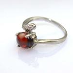 Women Jewelry 925 Silver 7mmx9mm Oval Dome Red Cubic Zirconia Ring(R42)