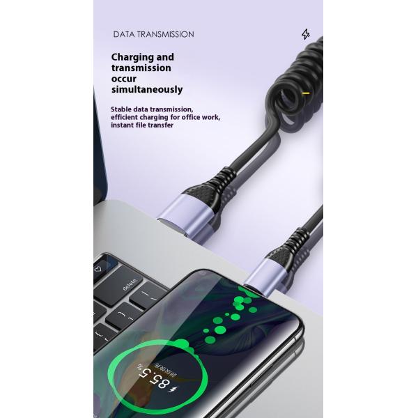 0.3M Black Color 100W Type-C Cable Fast 6A Charging USB-C for Phone Data Transfer