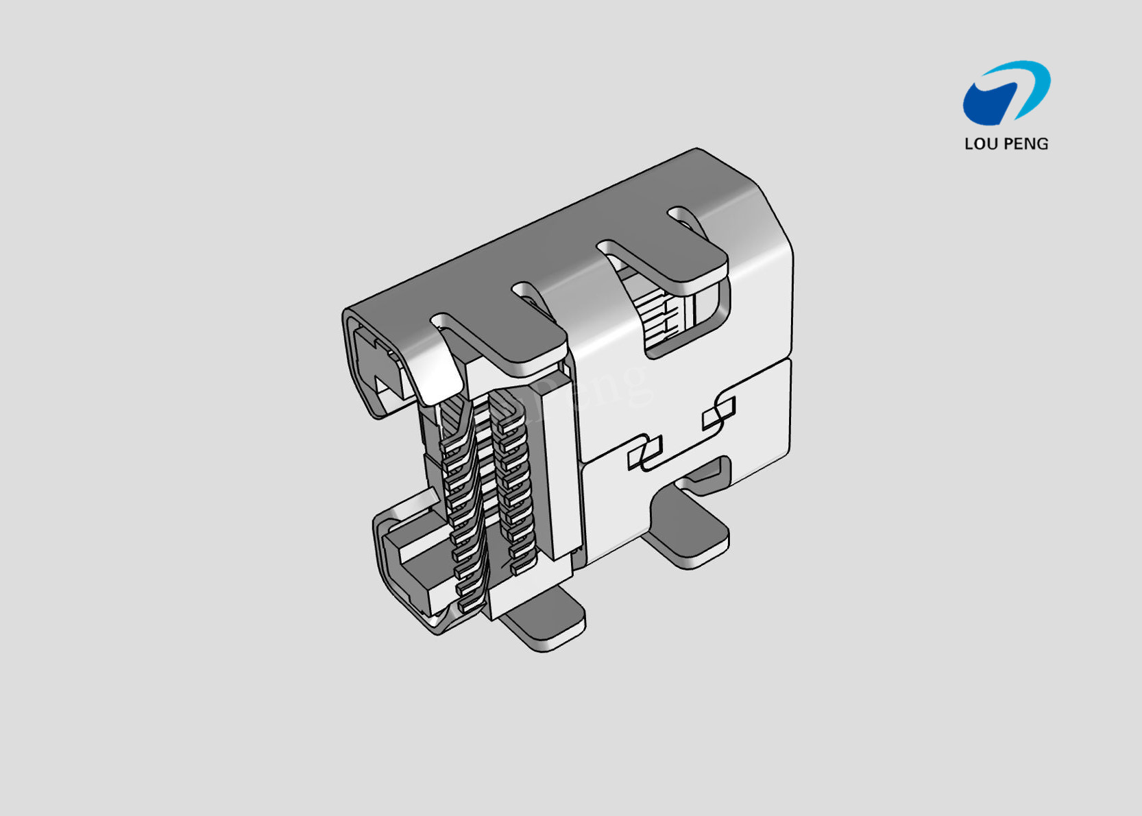 0.40mm Pitch Micro HDMI Connector, Right-Angle Receptacle, Surface Mount, with Through Hole Shell Tabs