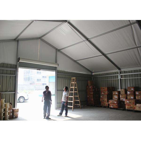 Solid Structure Steel Walls Industrial Warehouse Tent , Shutter Door Temporary Fabric Structures