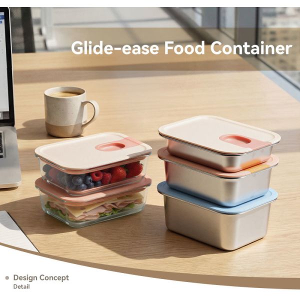 IKOO New arrival One-Handed Opening Leak-proof Glass Food Container