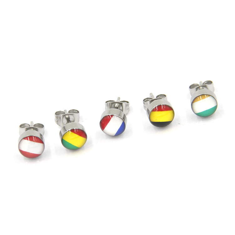 Body Piercing Jewelry Petrol Dripping Stainless Steel Stud Flag Earrings
