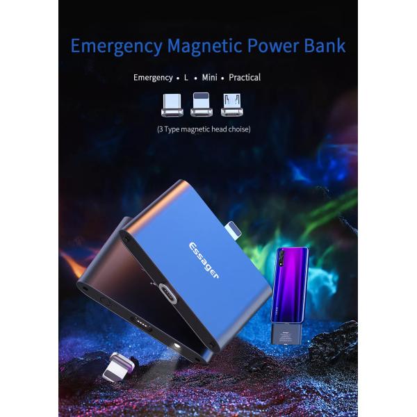Mini Charger Power Banks 1320mAh Micro USB C LED Emergency Magnetic Power Bank