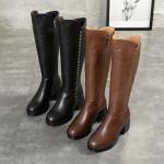 S100 New velvet high tube thick warm women's boots mid-heel women's leather