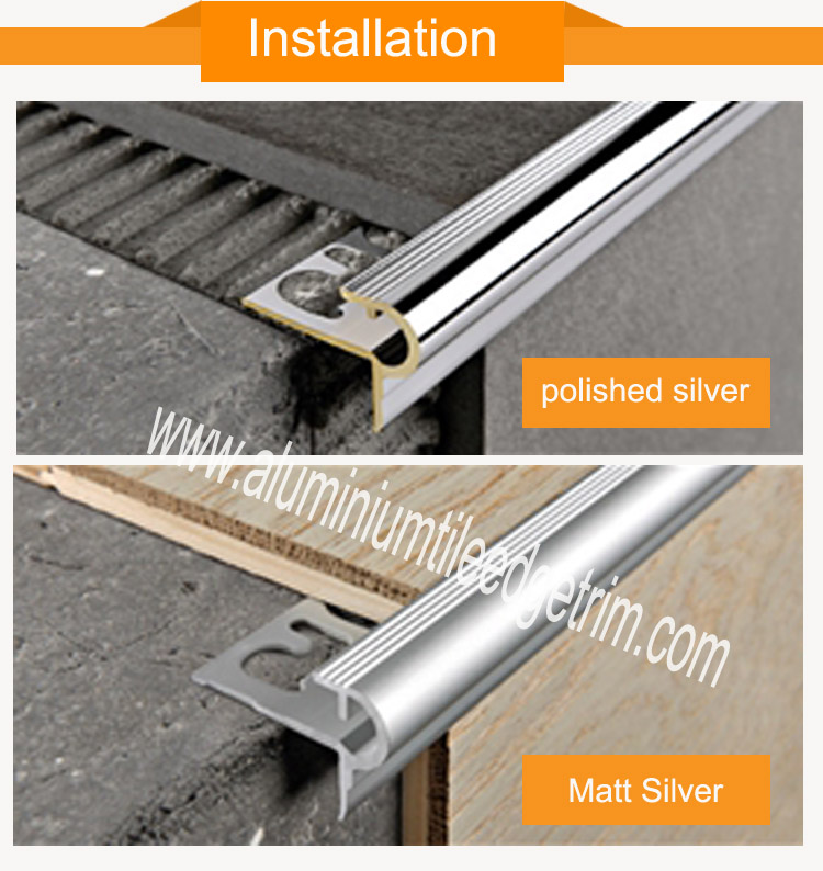 rounded aluminium stair nosing profile installation