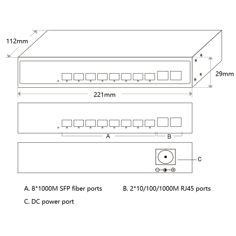 10 Port Gigabit Ethernet Switch Wide Temperature with Plug And Play Functionality