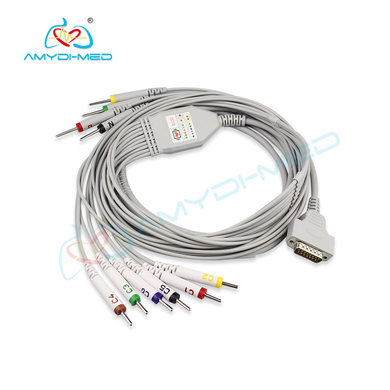 Db 15 Pins EKG Leads And Cables , EKG 10 Lead Compatible Schiller AT101