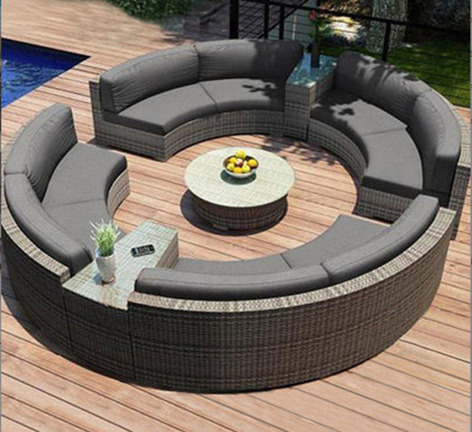 Outdoor Leisure Courtyard Villa Garden Outdoor Arc-Shaped Combination Of Aluminum Alloy Waterproof And Sunscreen Rattan