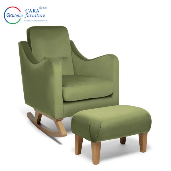 Soft Footstool Adult Furniture Balcony Fabric Green Furniture Rocking Chair For Living Room
