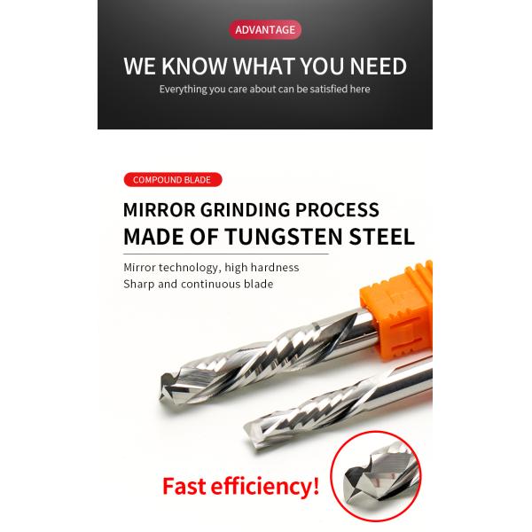 Tungsten Steel Alloy Solid Carbide End Mill up Down Cut Compression End Mill for Wood Bits 2 Flute Spiral Wood End Mill