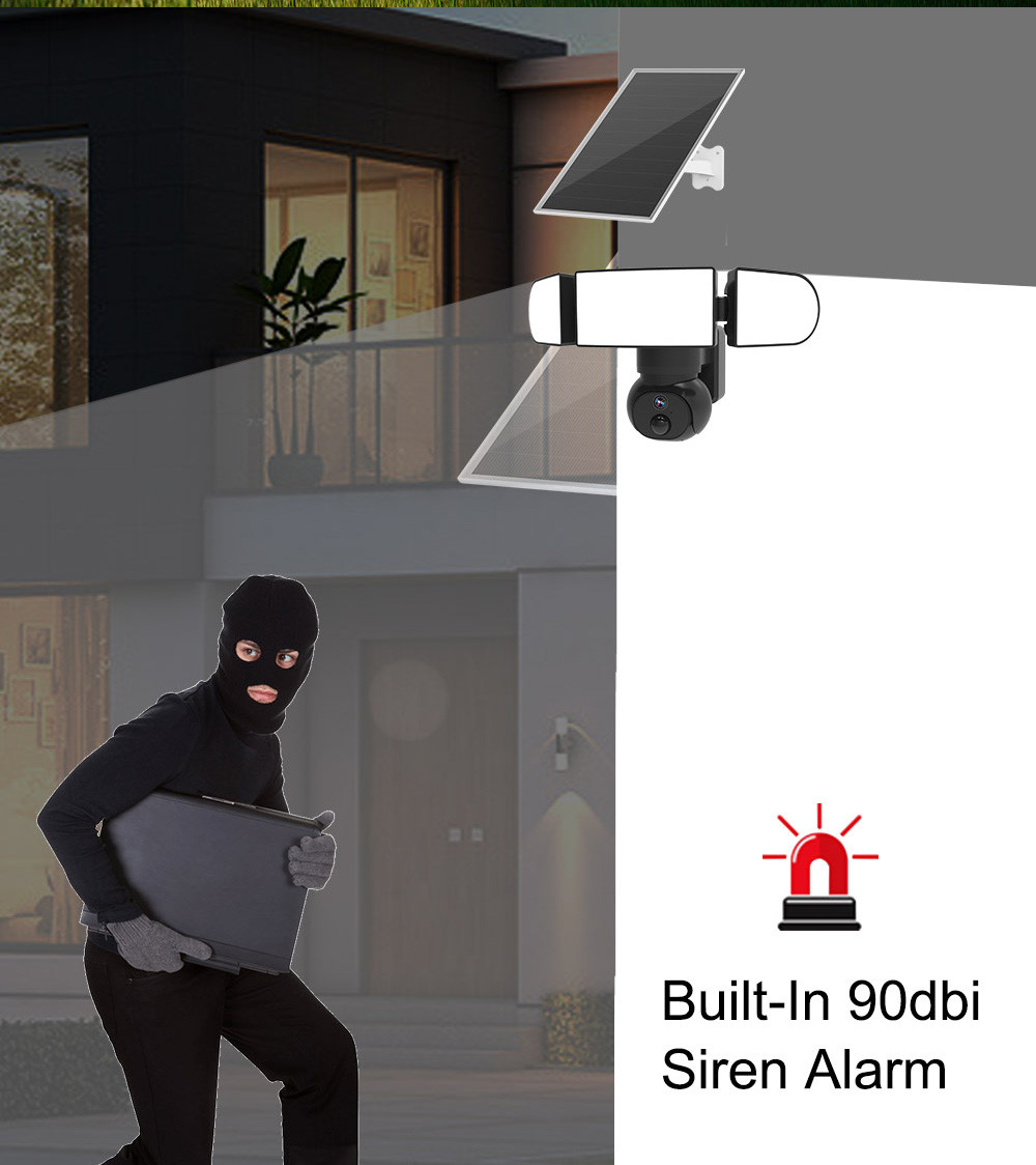 4G Cellular Security Camera 1500 Lumens Garden Flood Light 8W Solar Panel Camera