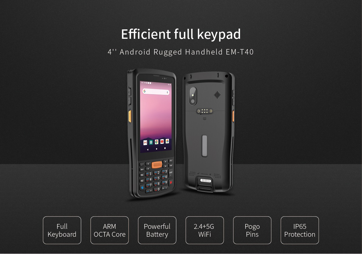 Industrial Rugged Handheld PDA 2D Barcode Scanner NFC Communication 4 inch Screen Size Android Smartphone