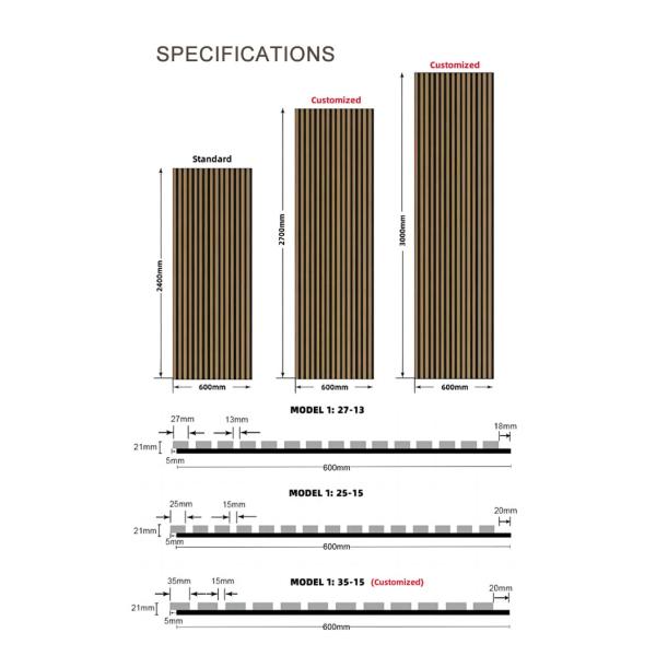 Custom Acoustic Wood Panel Wall 1220x2440mm Black MDF Polyester Fiber