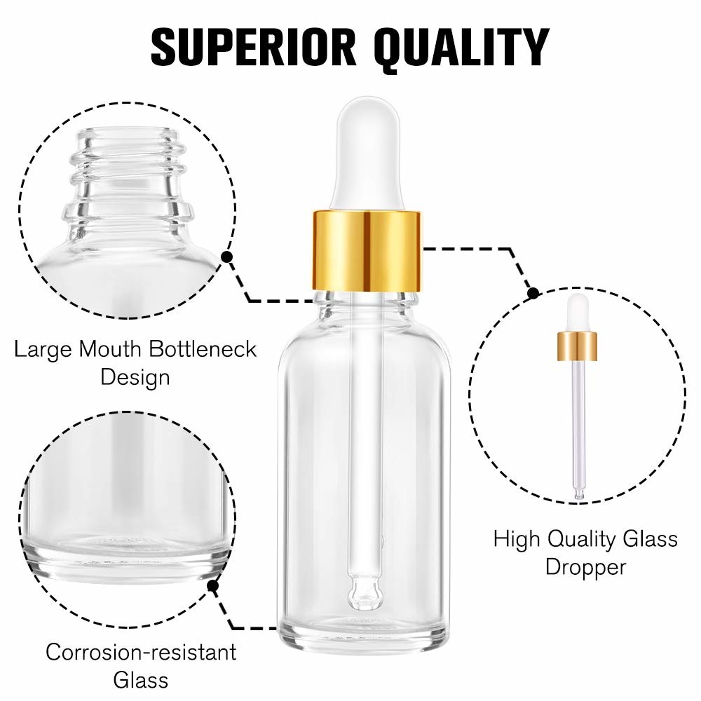 Transparent Empty Essential Oil Bottles Large Mouth Bottleneck Design