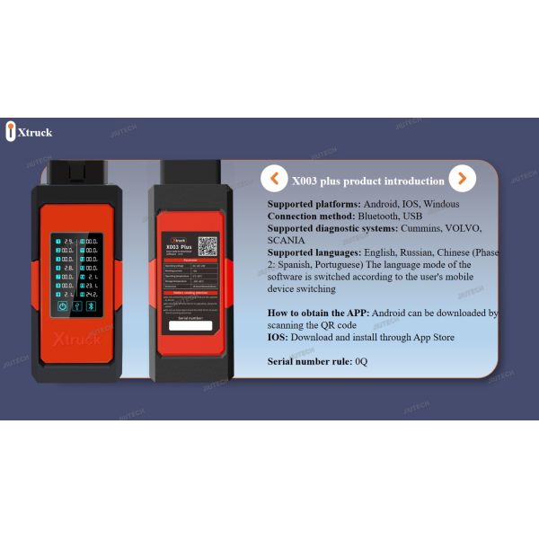 Multi-language Xtruck X003 Plus Wireless Bluetooth Connection Data Reading And Flashing Fault Code Diagnosis Tool