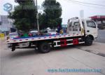 Green Platform DFAC Duolika 5000 KG Flatbed Tow Truck EQ1081 , White Cab