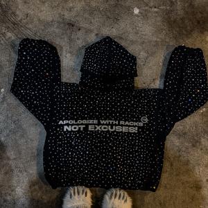 Wholesale Heavyweight Black Rhinestone Hoodie Streetwear Vintage Distressed Hoodie Windproof from china suppliers